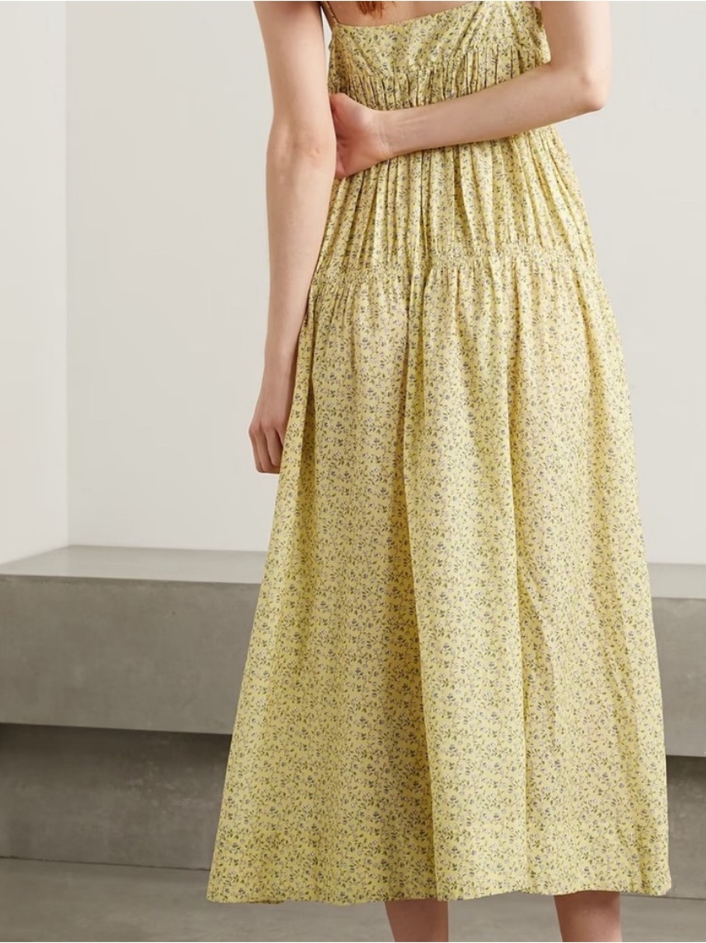 Doen Irina Floral Organic Cotton Midi Dress in Yellow Moonflower Size:XS - Picture 2 of 14